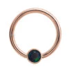 Gold Captive Bead Ring (CBR) With Bezel-set Faceted Black Opal Captive Bead