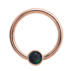Gold Captive Bead Ring (CBR) With Bezel-set Faceted Black Opal Captive Bead -Body Vision Los Angeles 40374 BVLABodyVisionGoldCaptiveBeadRingCBRwithBezel setFacetedBlackOpalCaptiveBeadSingle3mmRoseGold1 c159685a 0fa6 4216 8310 34c58dbb591c