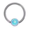 Gold Captive Bead Ring (CBR) With Bezel-set Faceted Water Opal Captive Bead