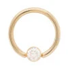 Captive Bead Ring (CBR) In Gold With Bezel-set DIAMOND Captive Bead