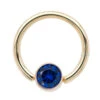 Captive Bead Ring (CBR) In Gold With Bezel-set Synthetic Dark Blue Captive Bead