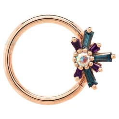 "Half Mininova" Seam Ring In Gold With Amethyst, London Blue Topaz & Mercury Mist Topaz -Body Vision Los Angeles 40376 BodyVision BVLAHalfMininovaSeamRinginGoldwithAmethyst LondonBlueTopaz MercuryMistTopazSingleRoseGold1