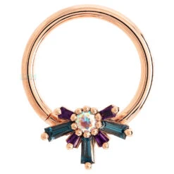 "Half Mininova" Seam Ring In Gold With Amethyst, London Blue Topaz & Mercury Mist Topaz -Body Vision Los Angeles 40376 BodyVision BVLAHalfMininovaSeamRinginGoldwithAmethyst LondonBlueTopaz MercuryMistTopazSingleRoseGold2 75a6541b e7c8 43ec a4c8 e2b7be3ed45e