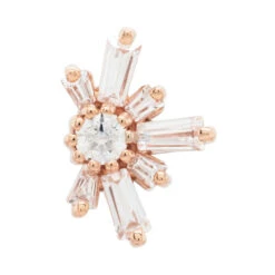 "Half Mininova" & "Half Supernova" Threaded End In Gold With White CZ's -Body Vision Los Angeles 40376 BodyVision BVLAHalfSupernovaThreadedEndinGoldwithWhiteCZ sSingle8mmRoseGold2