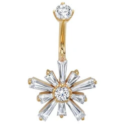 "Supernova" Navel J Curve In Gold With DIAMONDS