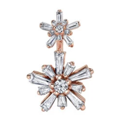 "Light Speed" Navel J Curve In Gold With White CZ's