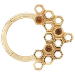 Honeycomb Hinge Ring In Gold With Citrine -Body Vision Los Angeles 40379 BVLABodyVisionHoneycombHingeRinginGoldwithCitrineCabochonSingleYellowGold2 a781403a ead0 44a3 920d 14ff2e8b188f