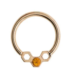 Honeycomb Seam Ring In Gold With Citrine -Body Vision Los Angeles 40379 BVLABodyVisionHoneycombSeamRinginGoldwithCitrineYellowGold1