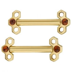 Honeycomb Forward Facing Nipple Barbells In Gold With Citrine Cabochons