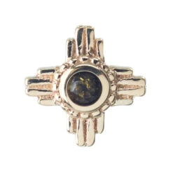 "Zia" Threaded End In Gold With Smoky Quartz -Body Vision Los Angeles 40380 BVLABodyVisionZiaFlatbackinGoldwithSmokeyQuartzSingle5mmYellowGold2