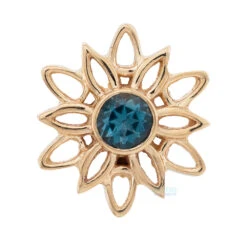 "Marisol" Threaded End In Gold With London Blue Topaz -Body Vision Los Angeles 40381 BVLABodyVisionMarisolThreadedEndinGoldwithLondonBlueTopazSingleYellowGold2