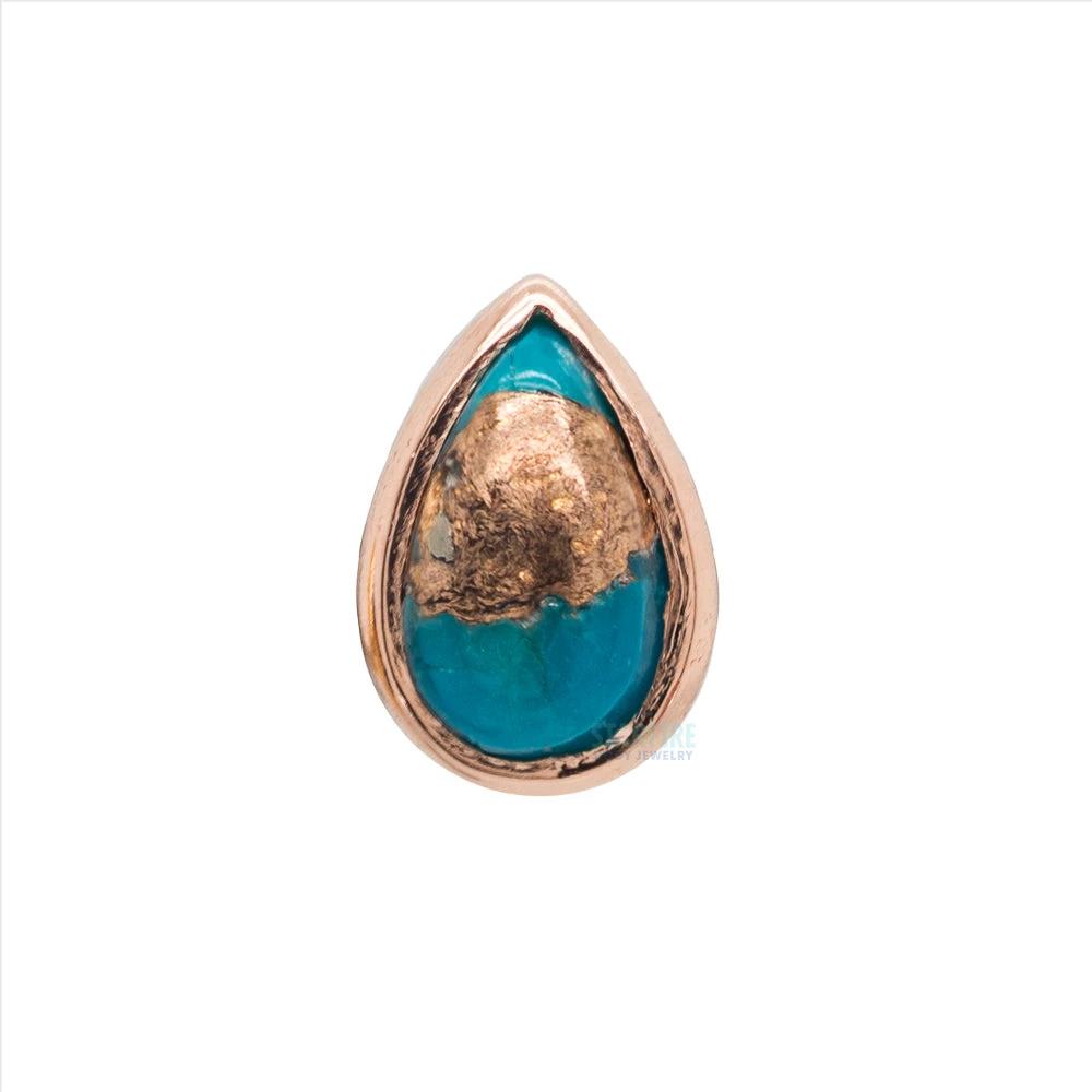 Copper Blue Turquoise Pear In Bezel Threaded End In Gold 4 Copper Blue Turquoise Pear In Bezel Threaded End In Gold - Image 4