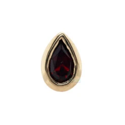 Garnet Pear In Bezel Threaded End In Gold -Body Vision Los Angeles 40384 BodyVision BVLAGarnetPearinBezelThreadedEndinGoldSingleYellowGold4mmx2.5mm2 f9573eaf dd90 4ef4 af30 ebbadcdd3004