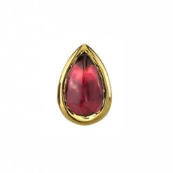 Rhodolite Cabochon Pear In Bezel Threaded End In Gold