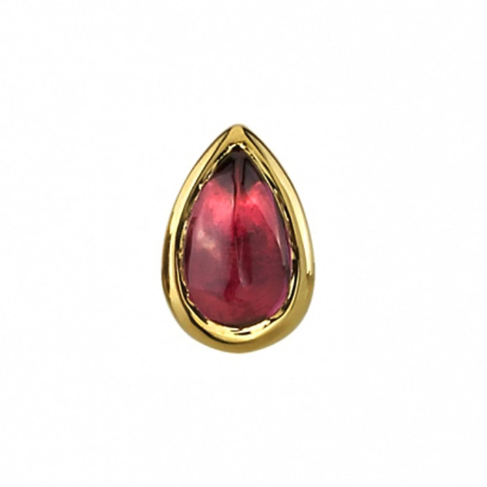 Rhodolite Cabochon Pear In Bezel Threaded End In Gold 2 Rhodolite Cabochon Pear In Bezel Threaded End In Gold - Image 2