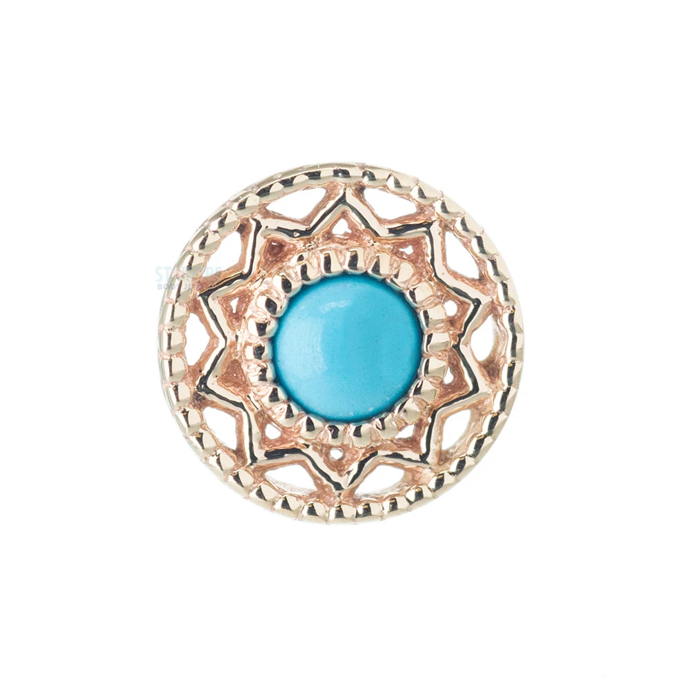 "Bandera" Nostril Screw In Gold With Turquoise - Image 4