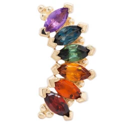 6 Gem Marquise "Panaraya" Threaded End In Gold Rainbow 2 With Genuine Gemstones -Body Vision Los Angeles 40401 BodyVision BVLA6GemMarquisePanarayainGoldRainbow2withGenuineGemstones onflatbackSingleYellowGoldMedium2