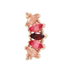 Marquise "Panaraya" Threaded End In Gold With Oregon Sunstone, Padparadscha Sapphire & Garnet