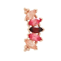 Marquise "Panaraya" Threaded End In Gold With Oregon Sunstone, Padparadscha Sapphire & Garnet -Body Vision Los Angeles 40401 BodyVision BVLAMarquisePanarayaThreadedEndinGoldwithOregonSunstone PadparadschaSapphire GarnetSingleRoseGoldMedium2