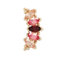 Marquise "Panaraya" Threaded End In Gold With Oregon Sunstone, Padparadscha Sapphire & Garnet -Body Vision Los Angeles 40401 BodyVision BVLAMarquisePanarayaThreadedEndinGoldwithOregonSunstone PadparadschaSapphire GarnetSingleYellowGoldMedium1