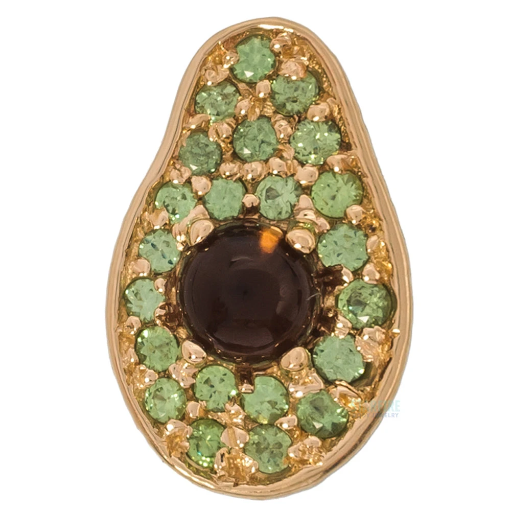 Avocado Threaded End In Gold With Tsavorite & Smoky Quartz 1 Avocado Threaded End In Gold With Tsavorite & Smoky Quartz