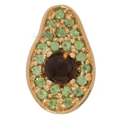 Avocado Threaded End In Gold With Tsavorite & Smoky Quartz 5 Avocado Threaded End In Gold With Tsavorite & Smoky Quartz -Body Vision Los Angeles 40402 BVLABodyVisionAvocadoFlatbackinGoldwithTsavorite SmokeyQuartzSingleYellowGold2