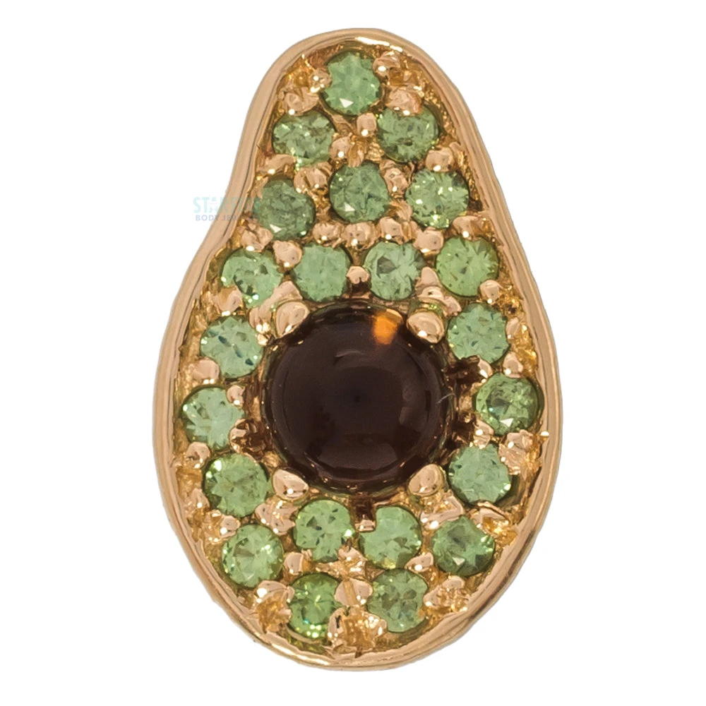 Avocado Threaded End In Gold With Tsavorite & Smoky Quartz 3 Avocado Threaded End In Gold With Tsavorite & Smoky Quartz - Image 3