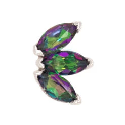 Triple Marquise Fan Threaded End In Gold With Mystic Topaz -Body Vision Los Angeles 40444 BVLABodyVisionTripleMarquiseFanFlatbackinGoldwithMysticTopazSingleMediumWhiteGold2