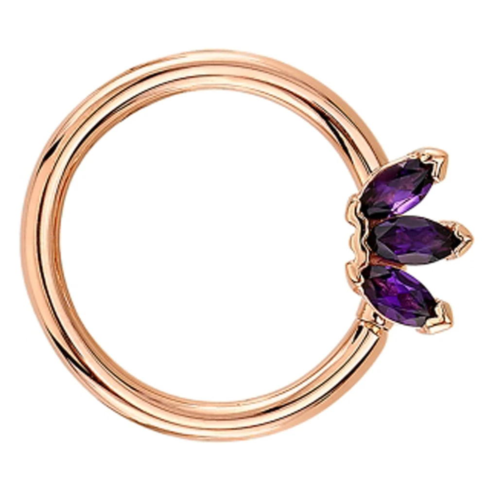 Triple Marquise Fan Seam Ring In Gold With Amethyst 2 Triple Marquise Fan Seam Ring In Gold With Amethyst - Image 2