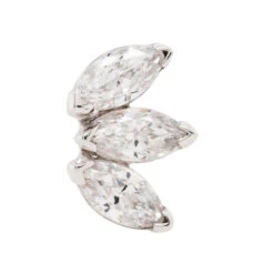 Triple Marquise Fan Threaded End In Gold With White CZ's -Body Vision Los Angeles 40444 BodyVisionBVLATripleMarquiseFaninGoldwithWhiteCZ sonflatbackSingleMediumWhiteGold2