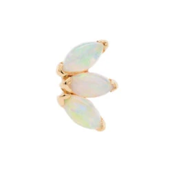 Threadless: Triple Marquise Fan Pin In Gold With Genuine White Opals