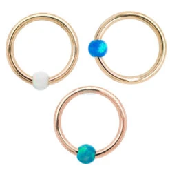 Captive Bead Ring (CBR) In Gold With Sky Blue Opal Captive Bead -Body Vision Los Angeles 40479 BVLABodyVisionCaptiveBeadRingCBRinGoldwithOpalCaptiveBeadAsstGroup16ga.3.81 e397dfef 31ab 4700 8163 891953d0a935