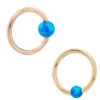 Captive Bead Ring (CBR) In Gold With Sky Blue Opal Captive Bead