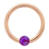 Captive Bead Ring (CBR) In Gold With Purple Opal Captive Bead