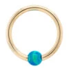 Captive Bead Ring (CBR) In Gold With Dark Blue Opal Captive Bead