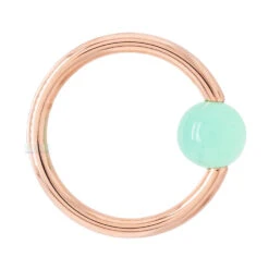 Captive Bead Ring (CBR) In Gold With Chrysoprase Captive Bead -Body Vision Los Angeles 40479 BodyVision BVLACaptiveBeadRingCBRinGoldwithChrysopraseCaptiveBeadSingleRoseGold5.161