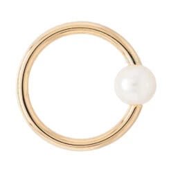 Captive Bead Ring (CBR) In Gold With Pearl Captive Bead -Body Vision Los Angeles 40479 BodyVision BVLACaptiveBeadRingCBRinGoldwithPearlCaptiveBeadSingleYellowGold3mm1
