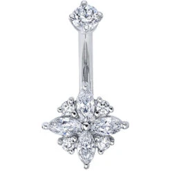 "Pleades" Navel J Curve In Gold With DIAMONDS -Body Vision Los Angeles 40480 BodyVIsion BVLAPleadesNavelJCurveinGoldwithDIAMONDSSingleWhiteGoldVENDORPHOTO