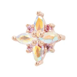 "Mini Pleades" Threaded End In Gold With Mercury Mist Topaz & Light Pink Sapphires