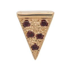 Pizza Slice Threaded End In Gold With Garnet