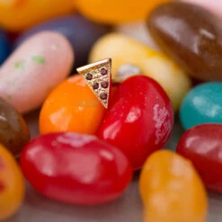 Pizza Slice Threaded End In Gold With Garnet -Body Vision Los Angeles 40511 BVLABodyVisionPizzaSliceonflatbackinYellowGoldwithGarnetzfunky1