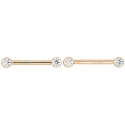 Forward Facing Nipple Barbells In Gold With White CZ's -Body Vision Los Angeles 40514 BodyVision BVLAForwardFacingNippleBarbellsinGoldwithWhiteCZ sSingleYellowGold3mm1 2 1