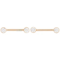 Forward Facing Nipple Barbells In Gold With White CZ's