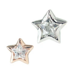 Star Bezel Threaded End In Gold With White CZ