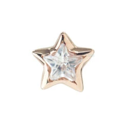 Star Bezel Threaded End In Gold With White CZ -Body Vision Los Angeles 40516 BVLABodyVisionStarBezelThreadedEndinGoldwithWhiteCZSingle3mmRoseGold1