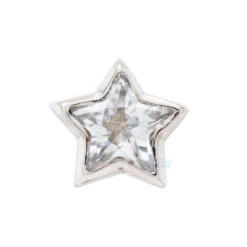 Star Bezel Threaded End In Gold With White CZ -Body Vision Los Angeles 40516 BVLABodyVisionStarBezelThreadedEndinGoldwithWhiteCZSingle4mmWhiteGold2