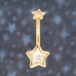 Body Vision Los Angeles -Body Vision Los Angeles 40516 BodyVision BVLADivaStarBezelNavelCurveinGoldwithWhiteCZ szFunky