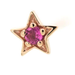 Concentric Star Nostril Screw In Gold With Pink Tourmaline