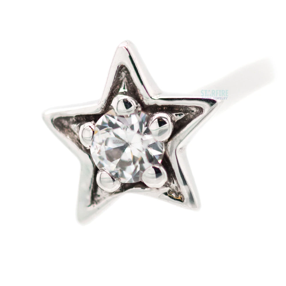 Concentric Star Nostril Screw In Gold With White CZ 3 Concentric Star Nostril Screw In Gold With White CZ - Image 3