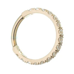 "Telesto" Hinge Ring In Gold With White CZ's -Body Vision Los Angeles 40532 BVLABodyVisionTelestoHingeRinginGoldwithWhiteCZ sSingle14ga.1.22mmYellowGold4